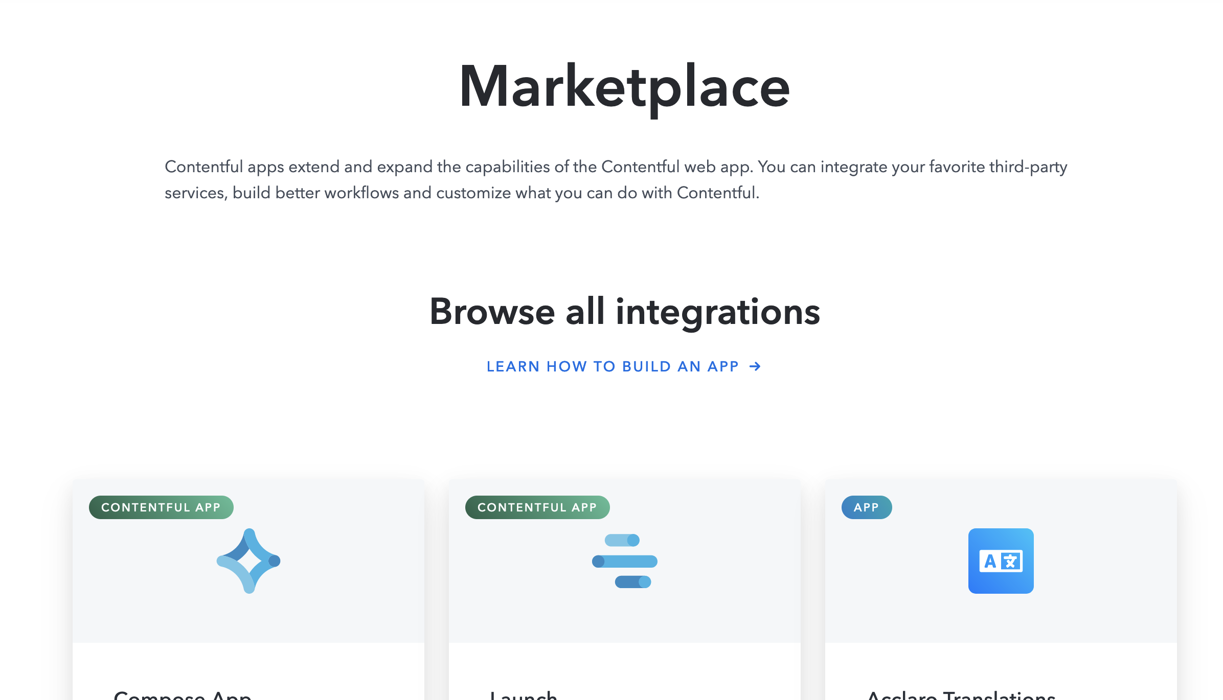 Contentful Marketplace